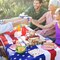 50 Pack Patriotic Party Supplies Stars Firework Paper Napkins 4th of July 6.5'' X 6.5'' Red, White,Blue.​